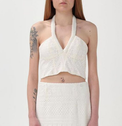 Knit Pearl Top Ecru - Liu Jo
