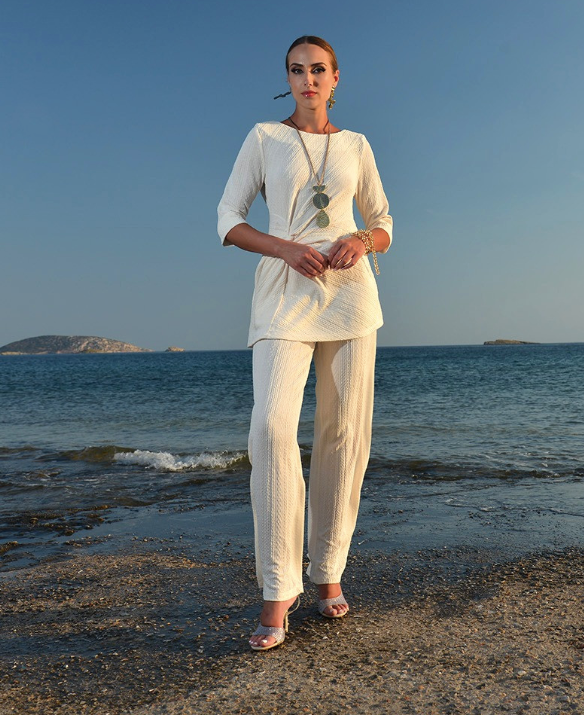 Knitted Beige Trousers - Eleria Cortes