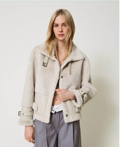 Faux fur jacket with straps - Twinset