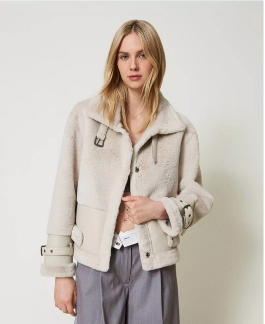 Faux fur jacket with straps - Twinset