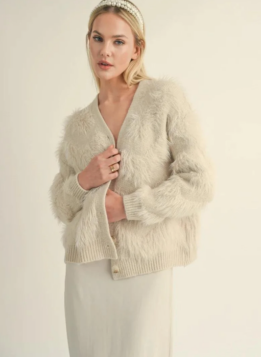Feather Stripe Cardigan - SAGE