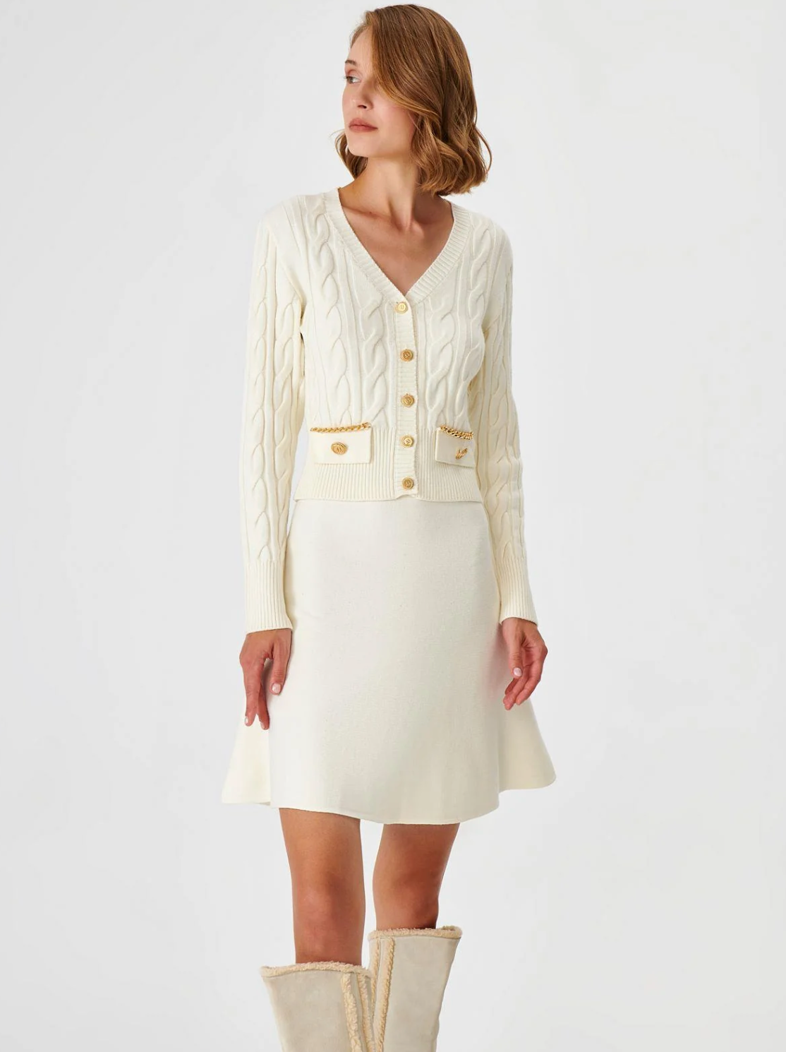 Flared Mini Knit Skirt - JOINUS