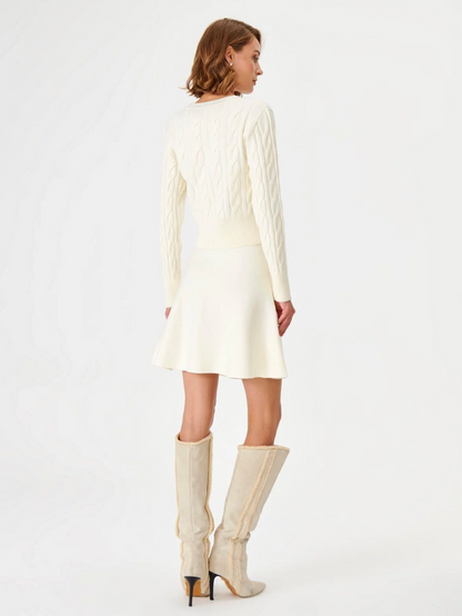 Flared Mini Knit Skirt - JOINUS