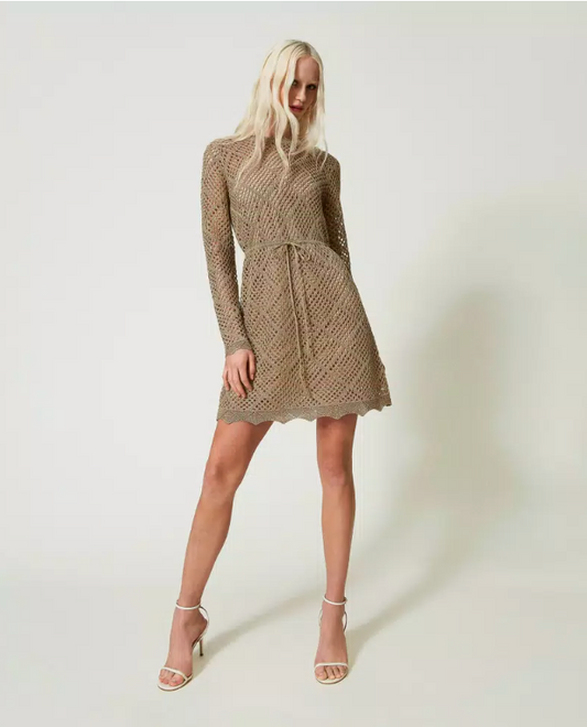 Twinset - Gold lurex mesh dress