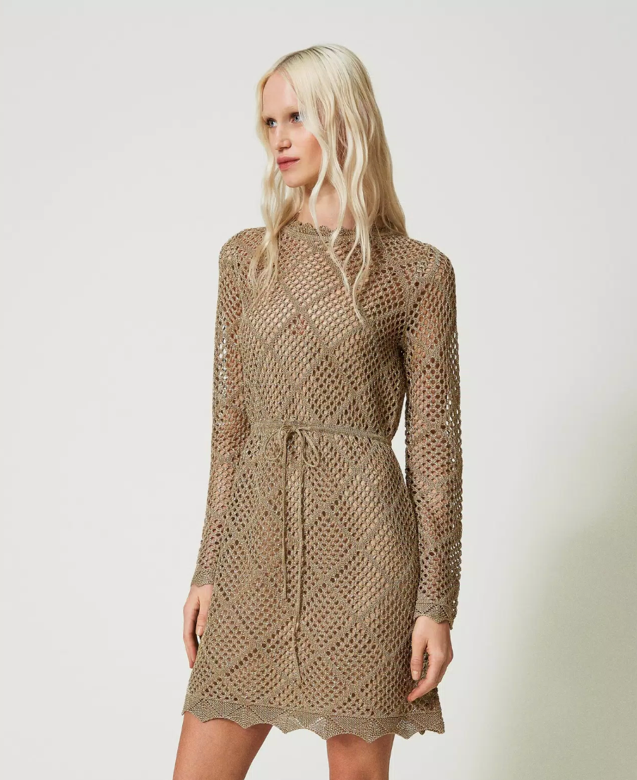Twinset - Gold lurex mesh dress