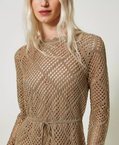 Twinset - Gold lurex mesh dress