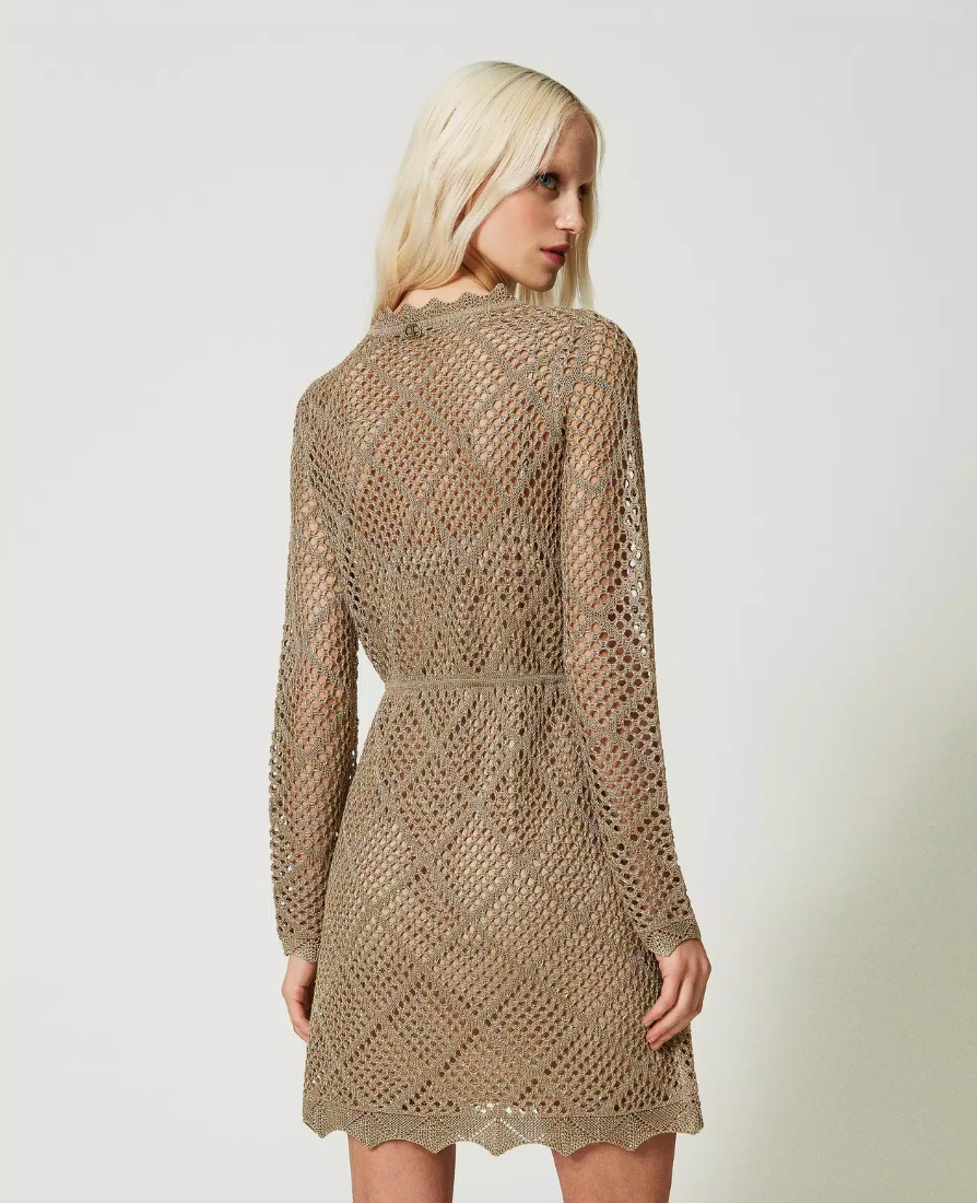 Twinset - Gold lurex mesh dress