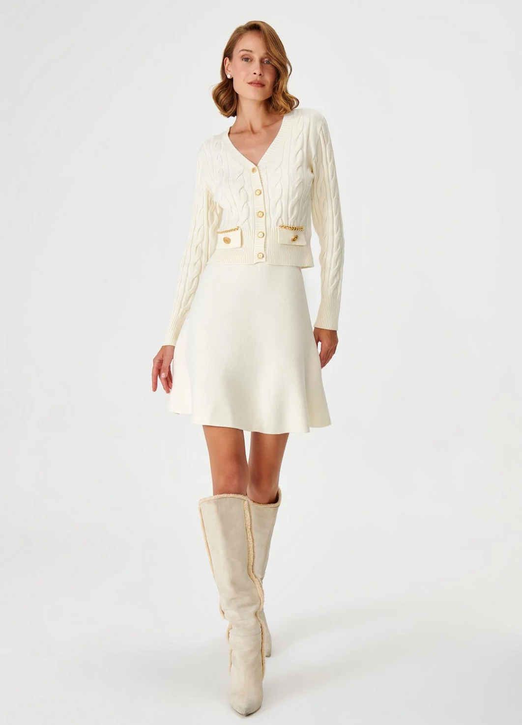 Flared Mini Knit Skirt - JOINUS