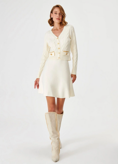 Flared Mini Knit Skirt - JOINUS