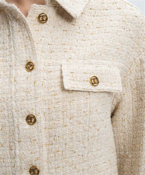 Twinset - Cream & Gold Knit Boucle Jacket