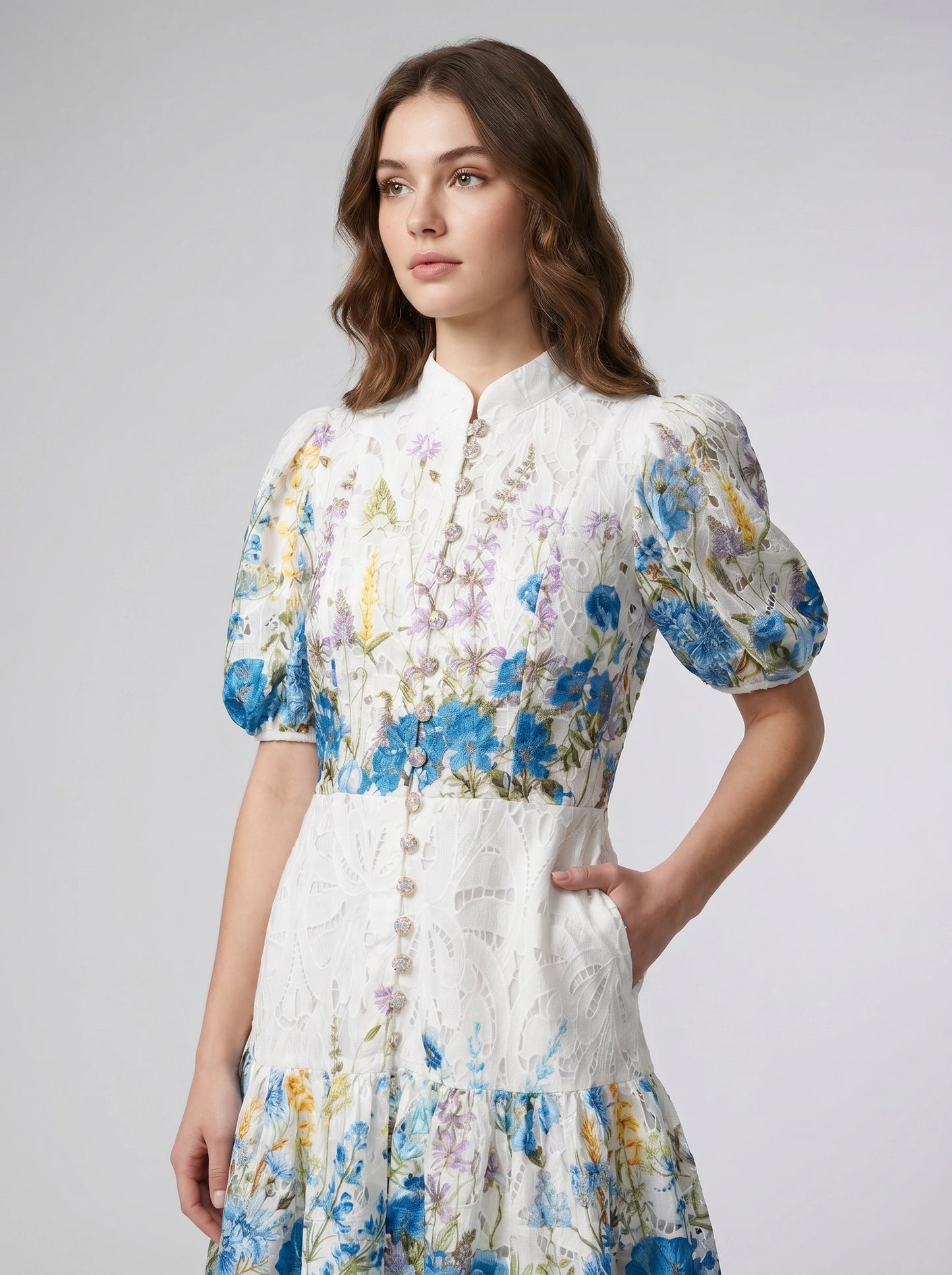 Floral Lace Mini Dress - Celeste