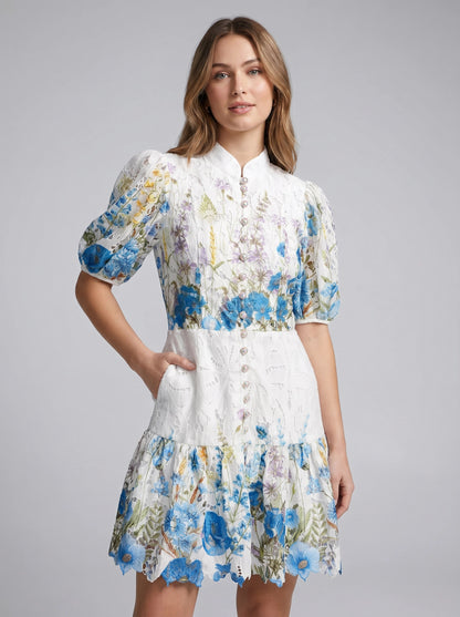 Floral Lace Mini Dress - Celeste