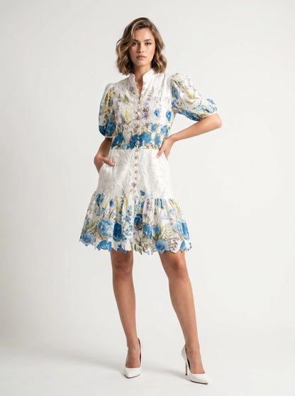 Floral Lace Mini Dress - Celeste