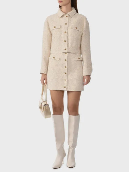 Button Front Boucle Mini Skirt - Twinset